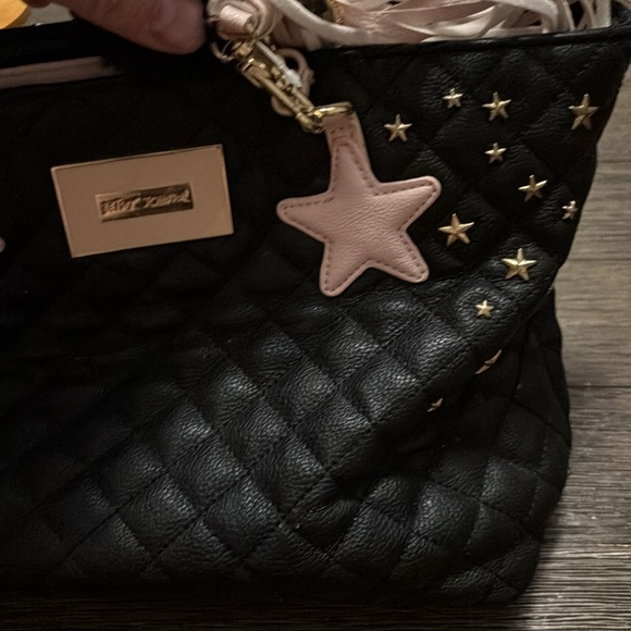 Betsey Johnson Black and Pink Tote with Star Charms - Picture 12 of 15